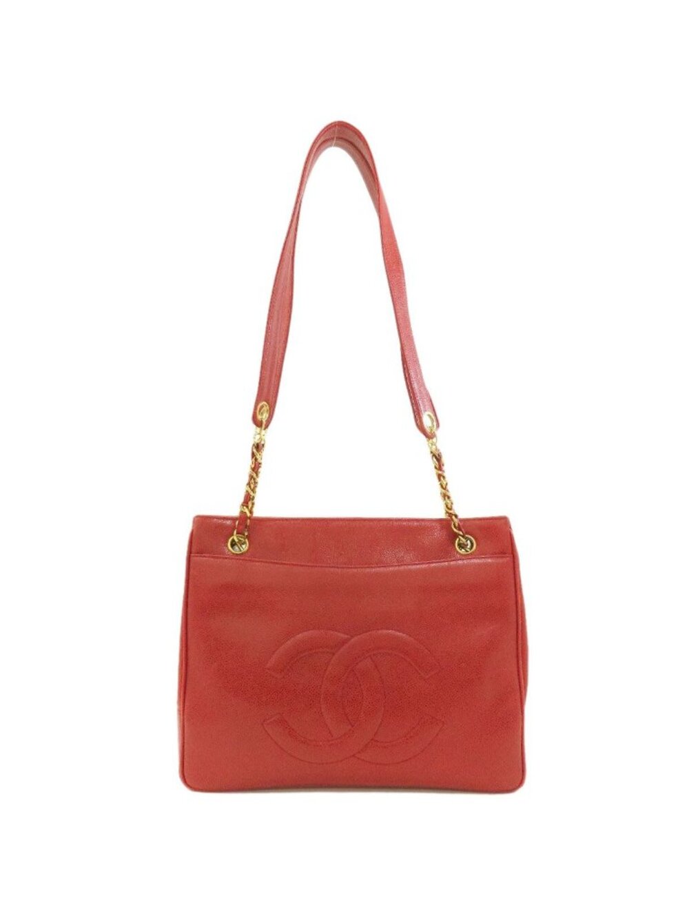 Chanel CC Logo Gold Tote Bag Grained Calfskin